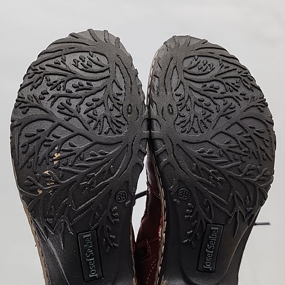 Josef Seibel Kingfisher Red Wine Leather Lace Up Ankle Boots Faux Fur Size 39 - Picture 12 of 16